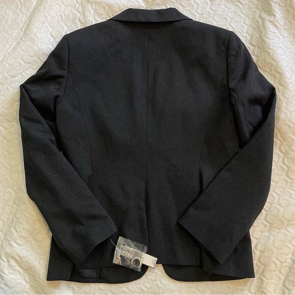 NWT John Meyer Collection Black Women's Blazer Size 8 One Button Black Striped - Picture 11 of 11